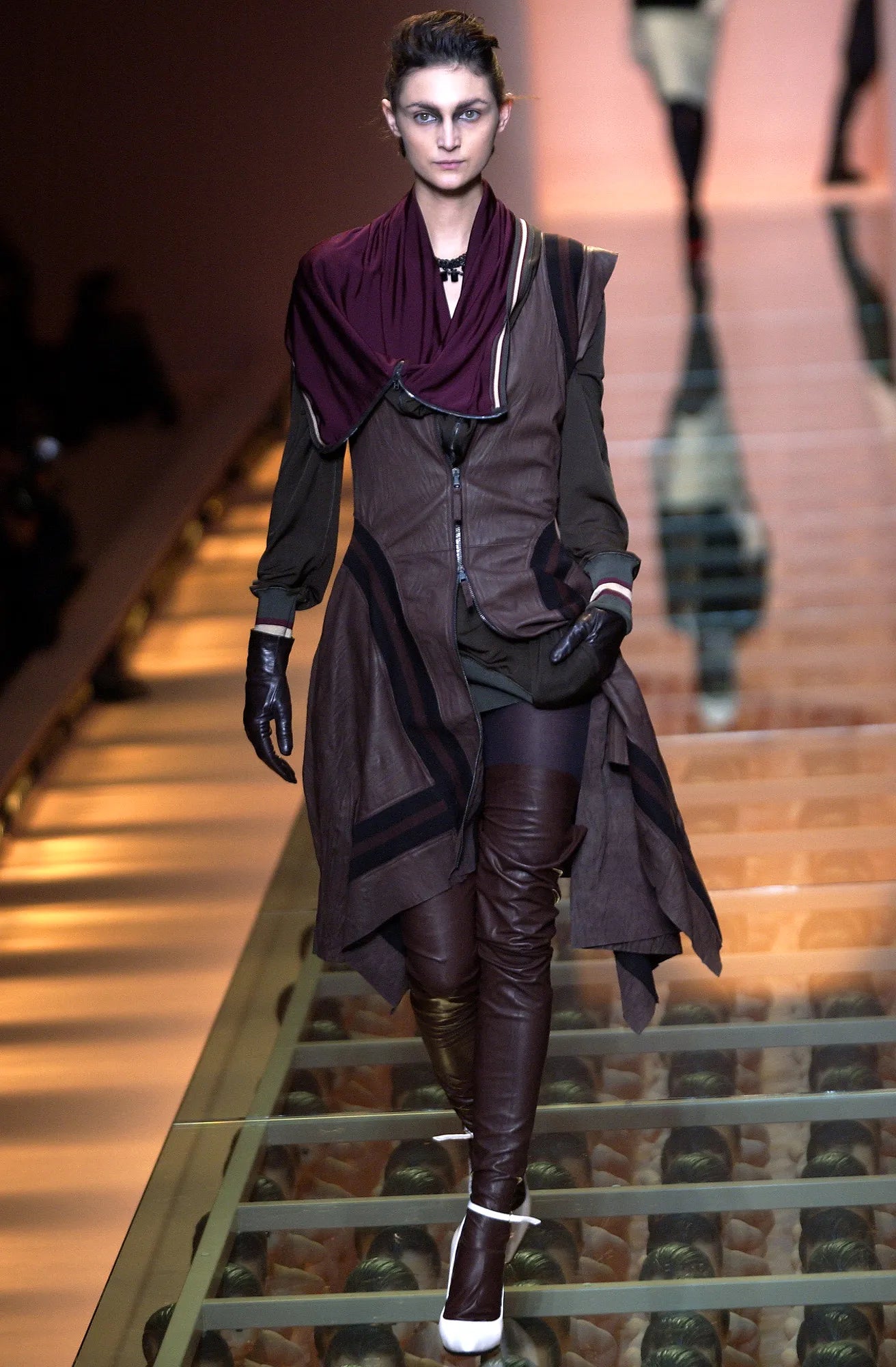 JEAN PAUL GAULTIER FELPA A PEPLO IN VELLUTO VINTAGE F/W 2003