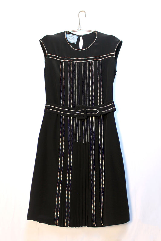 PRADA PLEATED DRESS WITH TOPSTITCHING RESORT 2015