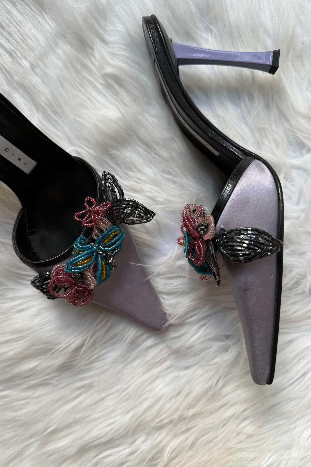 DIEGO DOLCINI VINTAGE Y2K SILK SATIN MULES
