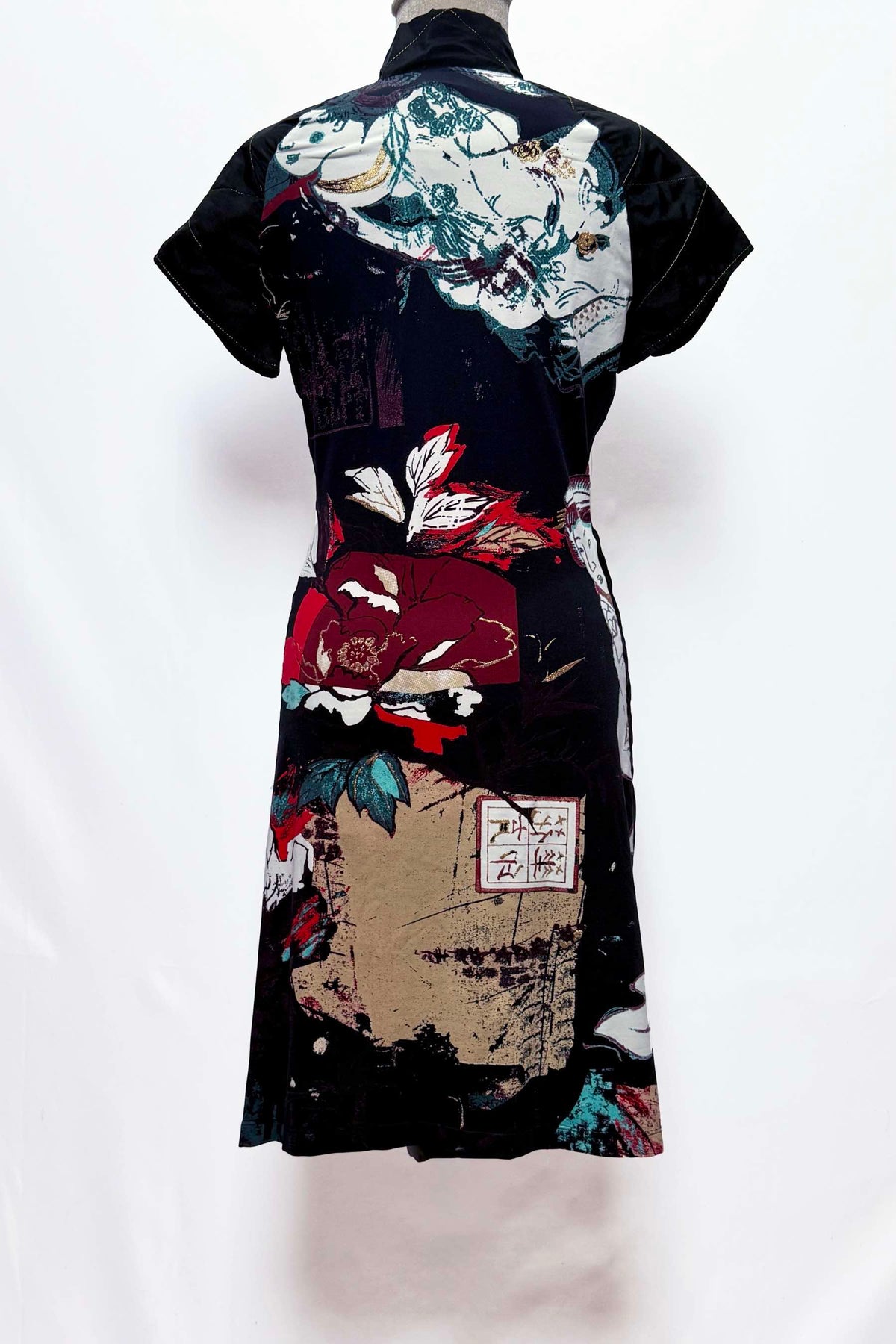 JUST CAVALLI ABITO QIPAO VINTAGE CON STAMPA GEISHA