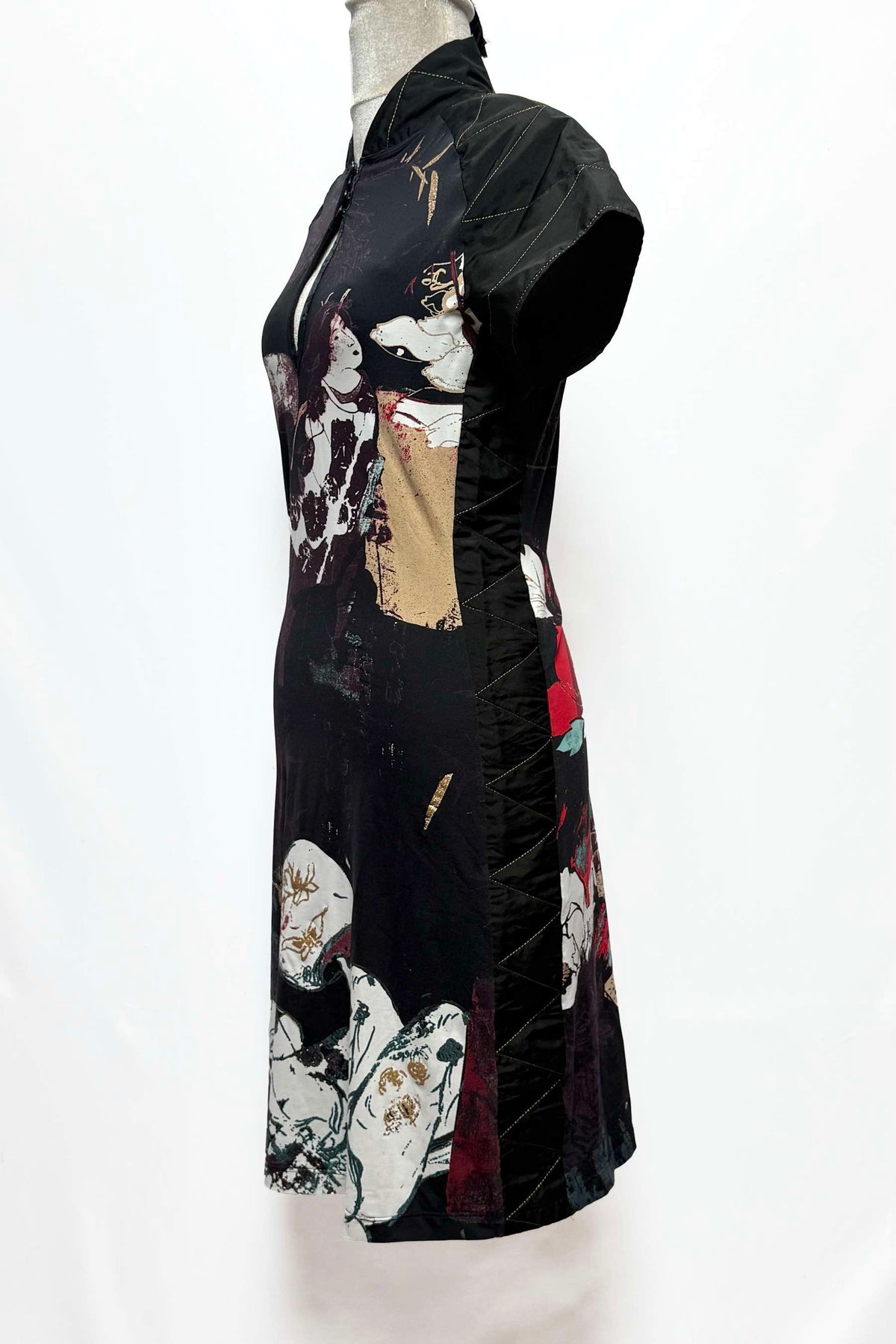 JUST CAVALLI ABITO QIPAO VINTAGE CON STAMPA GEISHA