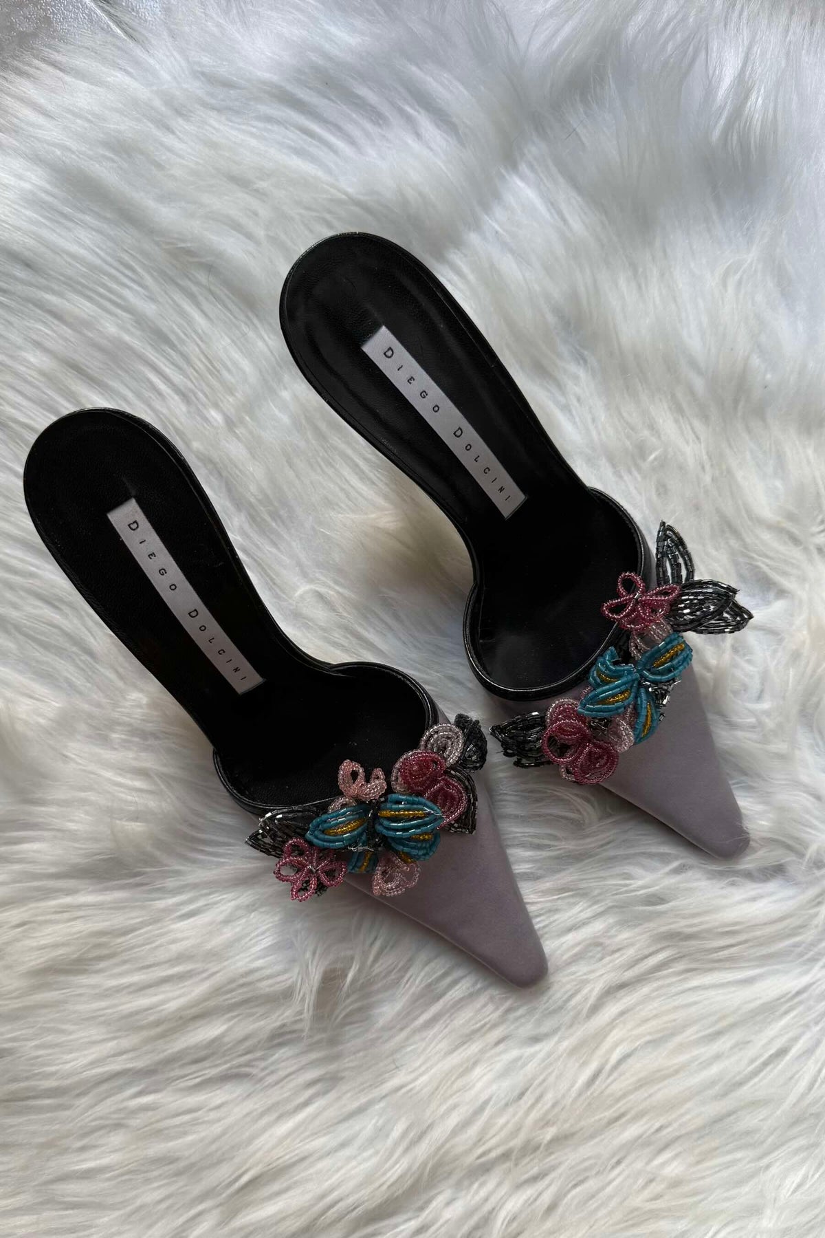 DIEGO DOLCINI VINTAGE Y2K SILK SATIN MULES