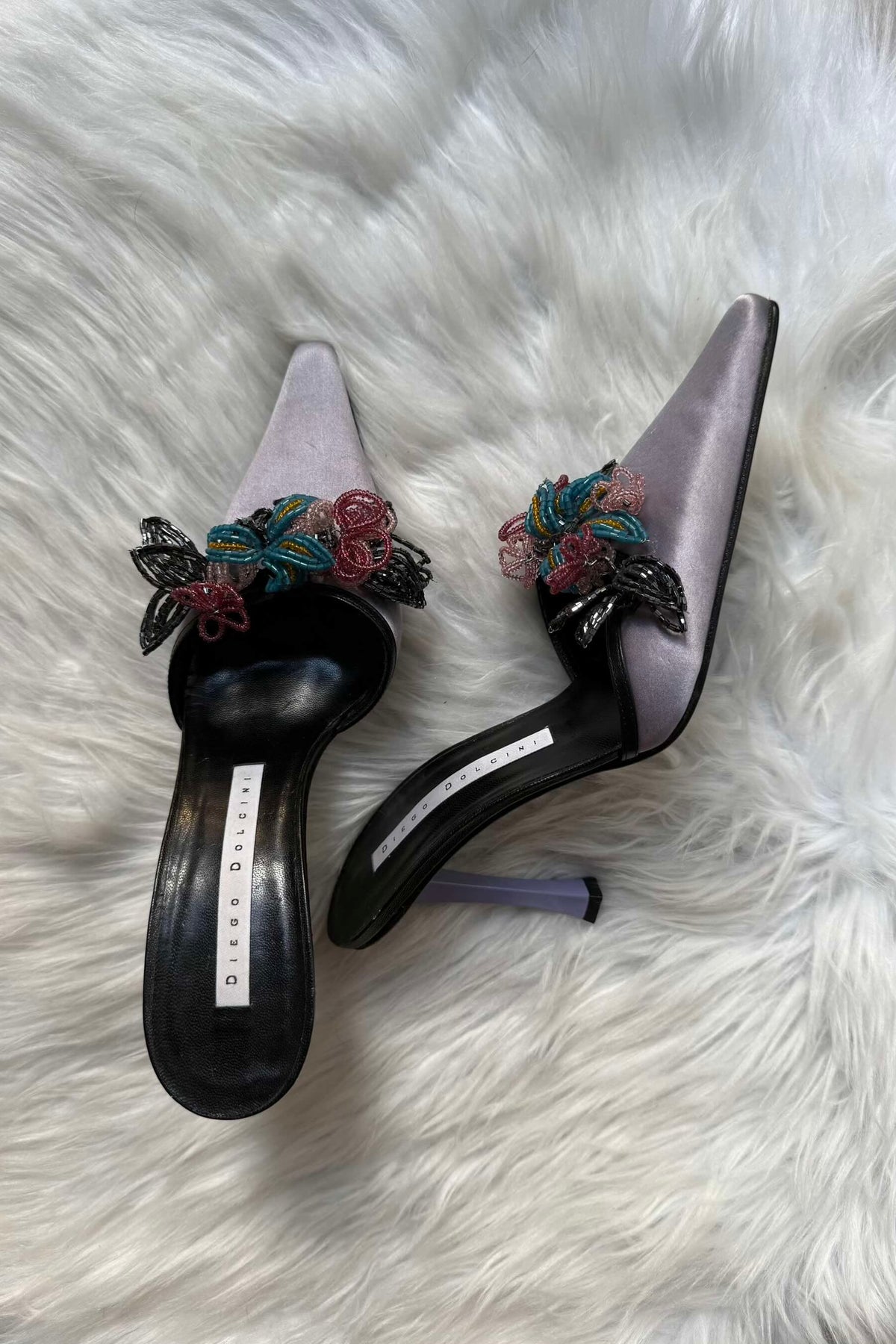 DIEGO DOLCINI VINTAGE Y2K SILK SATIN MULES