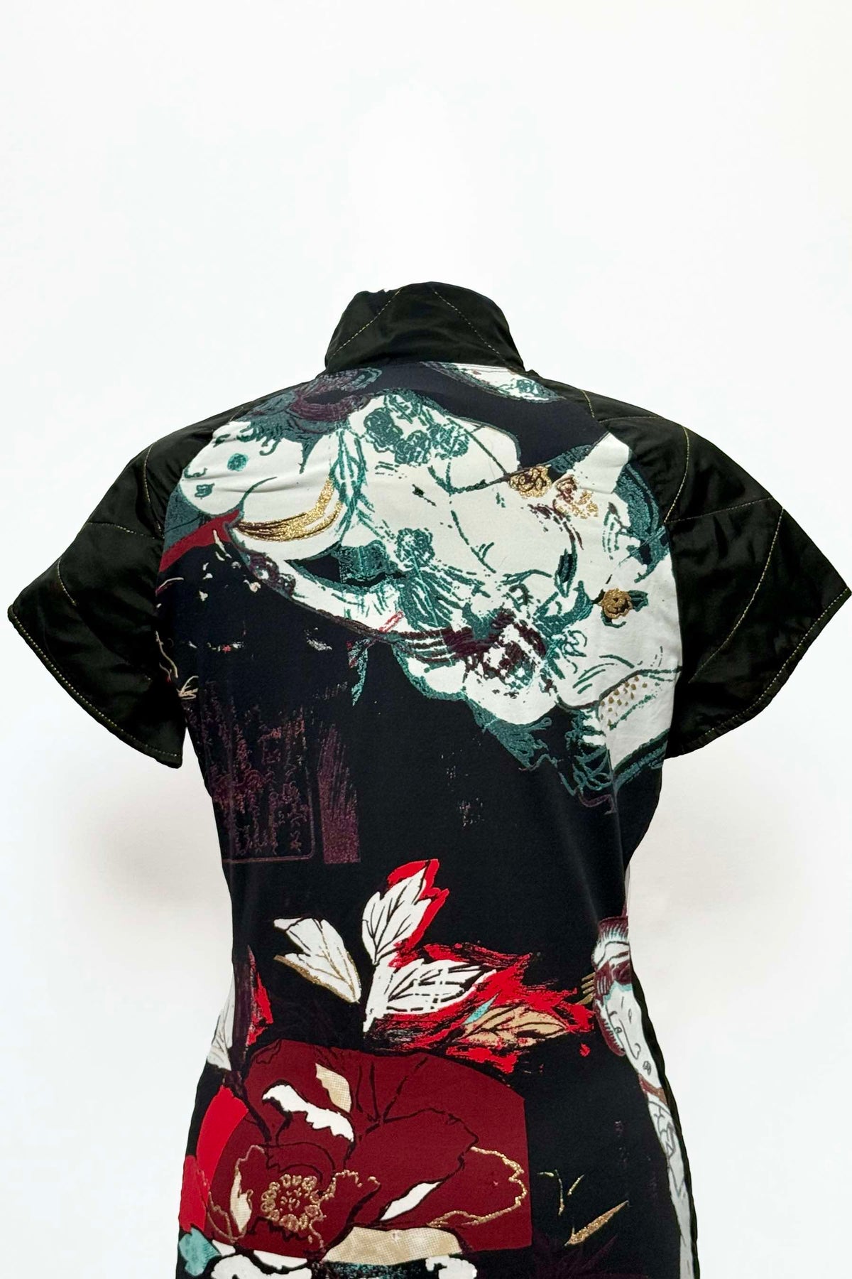 JUST CAVALLI ABITO QIPAO VINTAGE CON STAMPA GEISHA