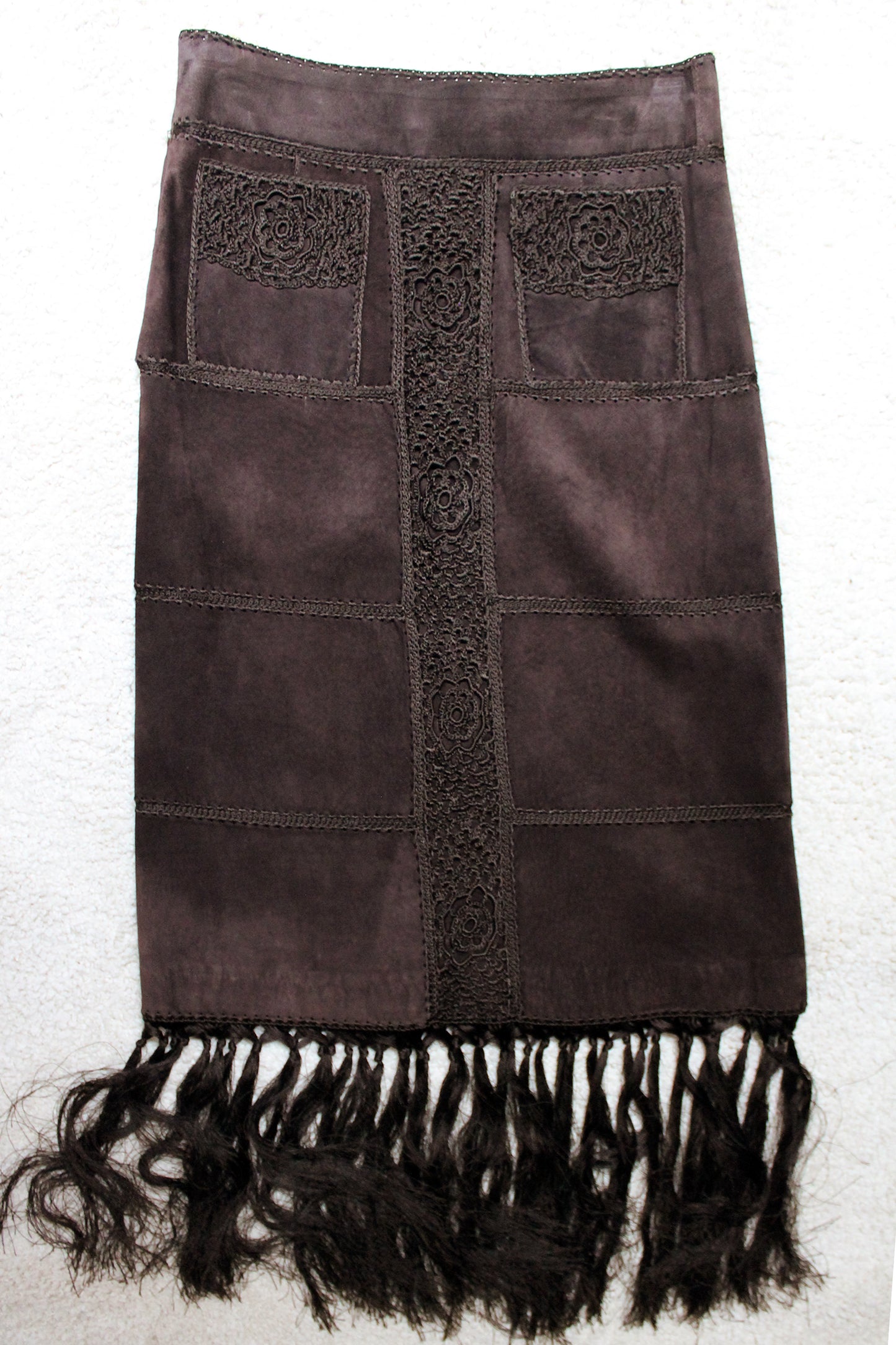 DOLCE & GABBANA GONNA IN SUEDE CON FRANGE F/W 2002