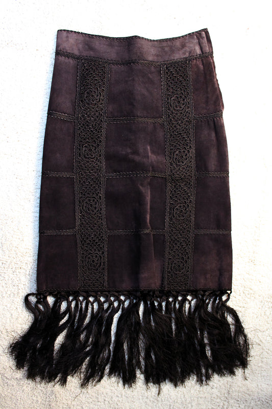 DOLCE & GABBANA GONNA IN SUEDE CON FRANGE F/W 2002