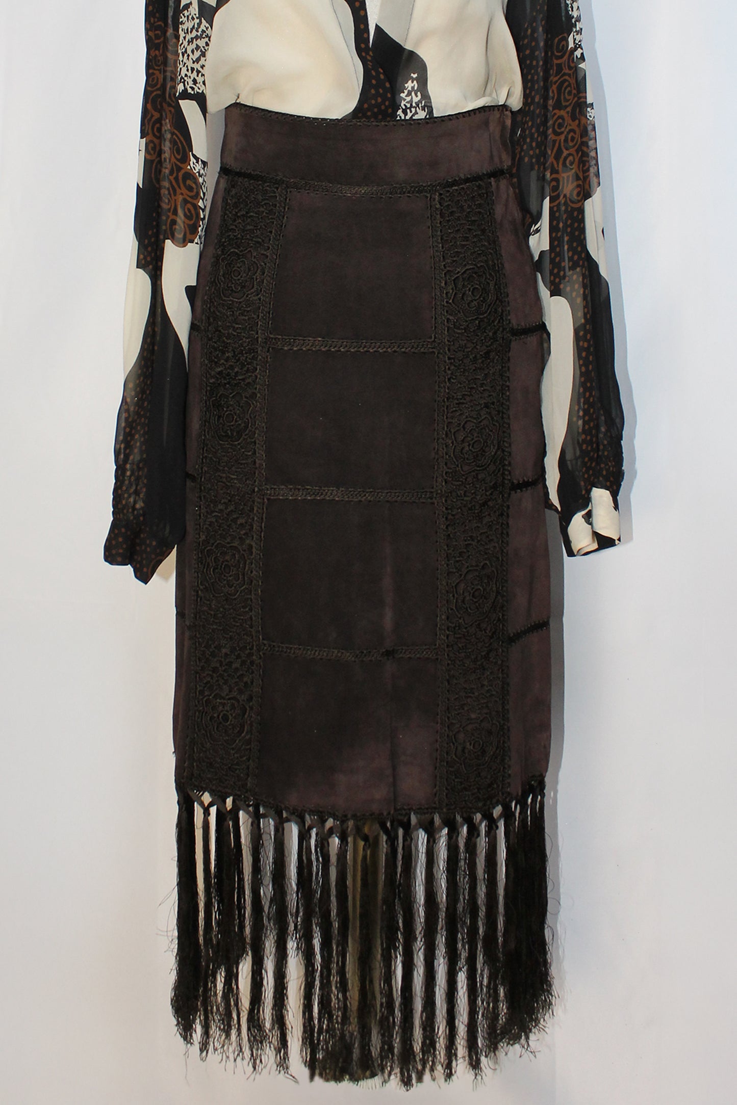 DOLCE & GABBANA GONNA IN SUEDE CON FRANGE F/W 2002