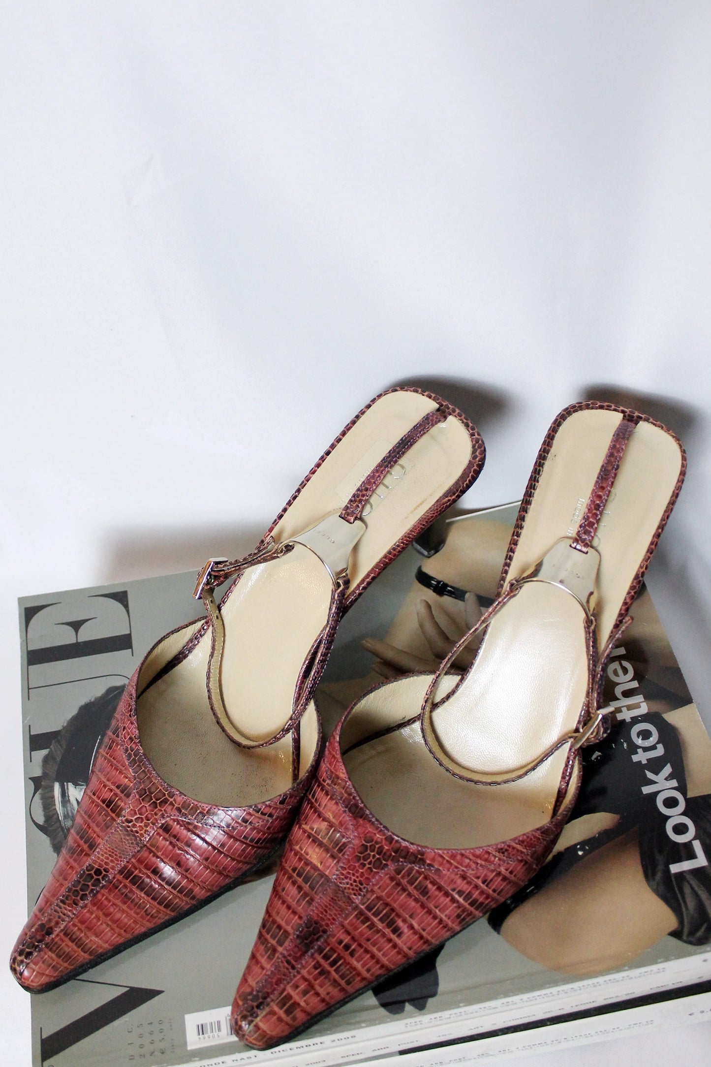 GUCCI VINTAGE MULE CON CINTURINO ALLA CAVIGLIA ANNI 2000S