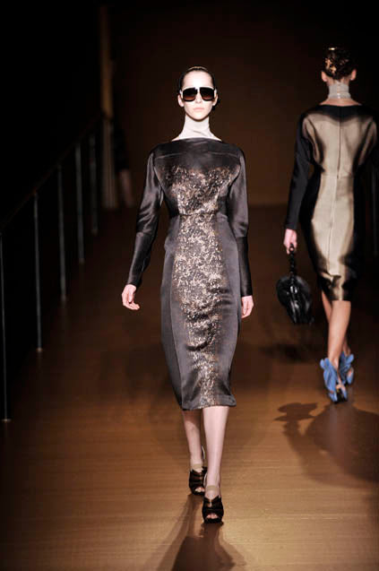 PRADA SILK SLIP DRESS WITH LACE PRINT F/W 2008
