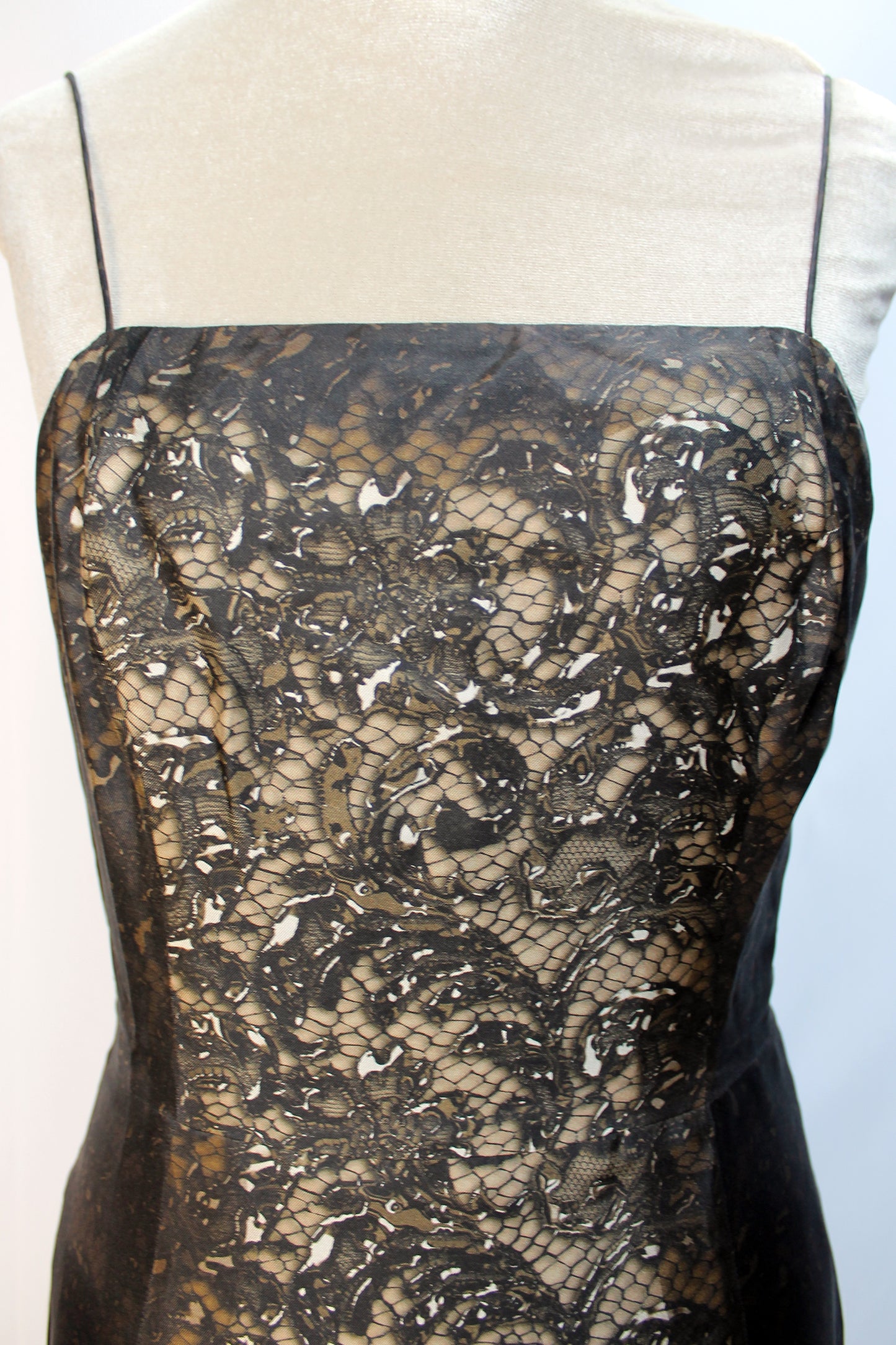 PRADA SILK SLIP DRESS WITH LACE PRINT F/W 2008