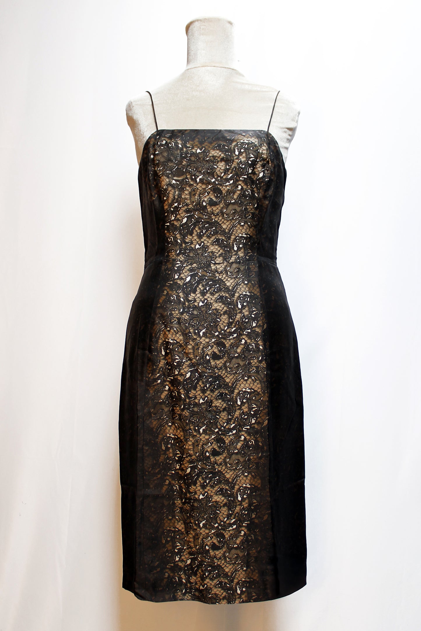 PRADA SILK SLIP DRESS WITH LACE PRINT F/W 2008
