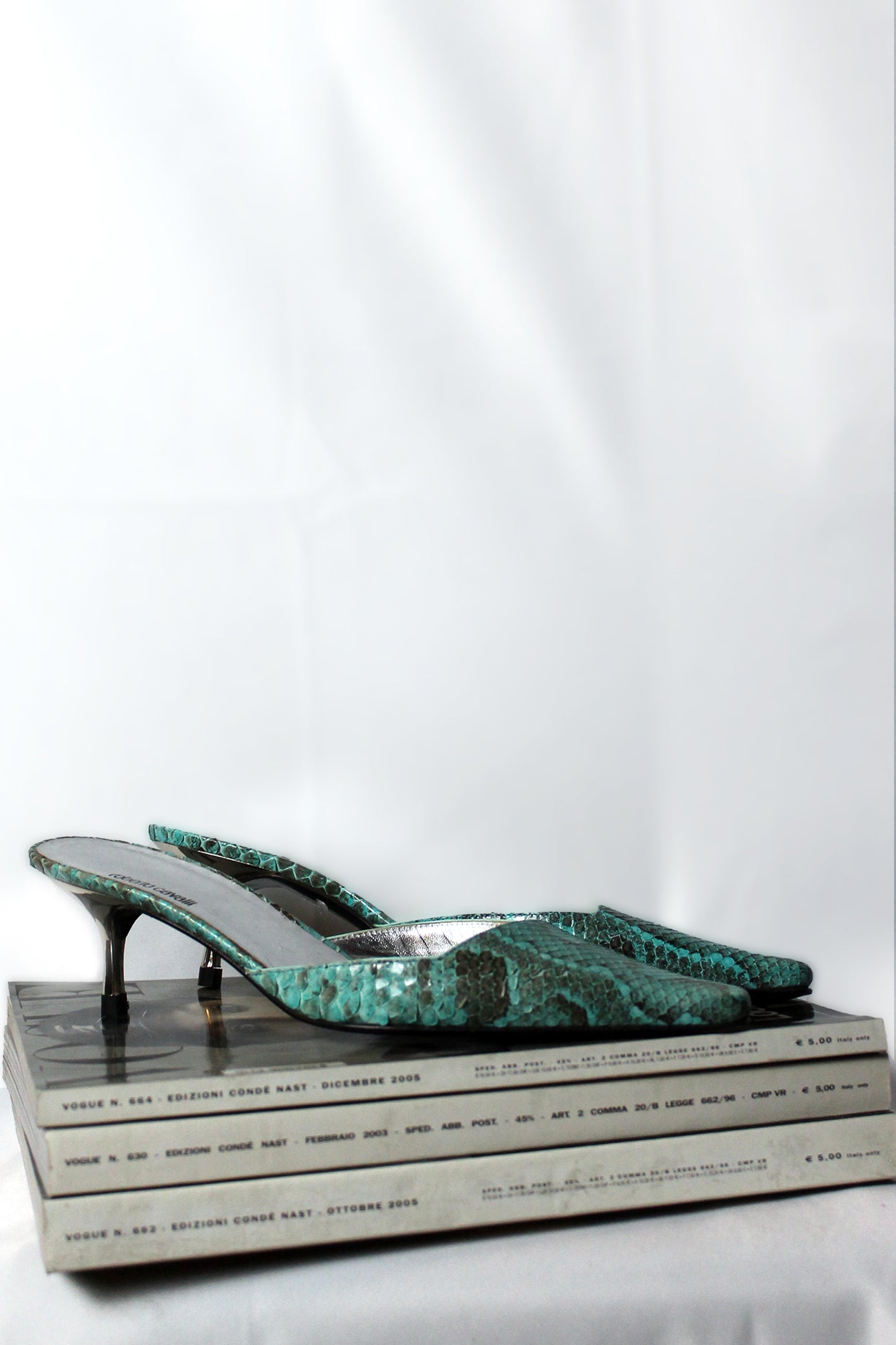 ROBERTO CAVALLI VINTAGE KITTEN MULE IN PITONE