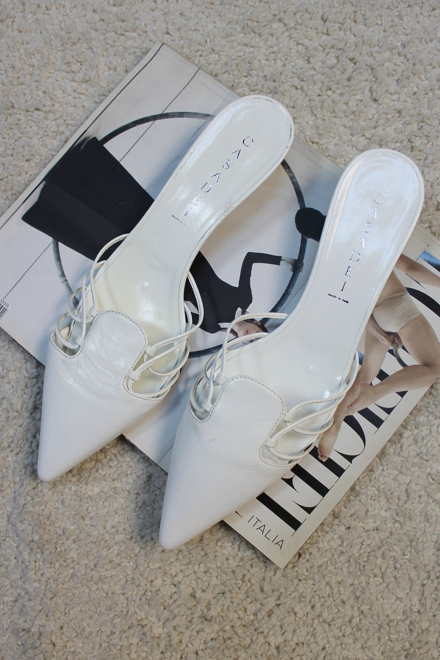CASADEI VINTAGE 2000S MULES WITH KITTEN HEEL - 38.5