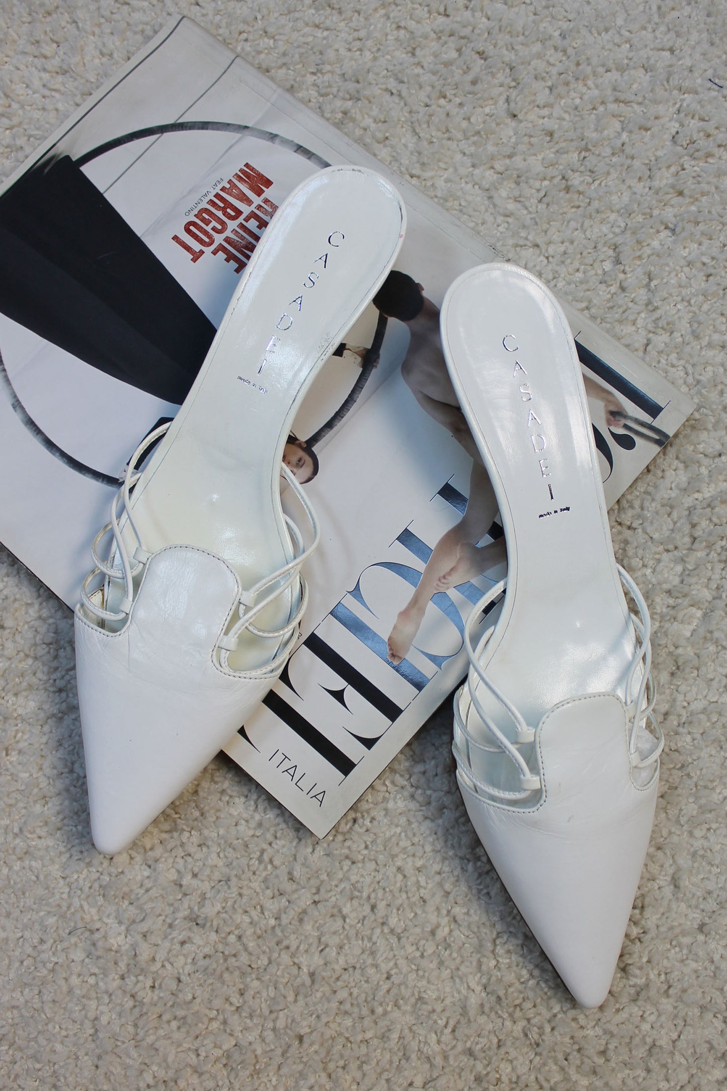 CASADEI VINTAGE 2000S MULES WITH KITTEN HEEL - 38.5