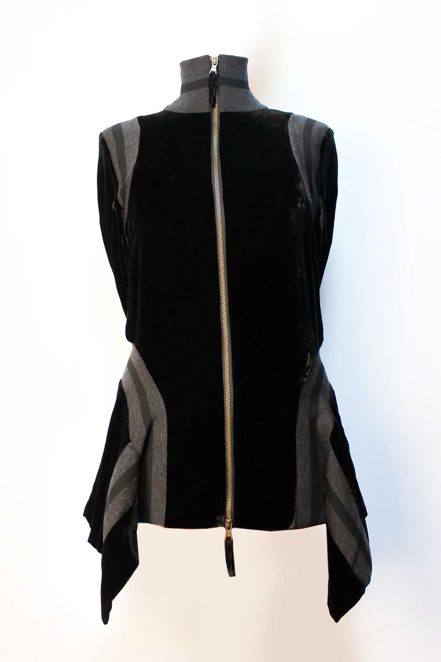 JEAN PAUL GAULTIER FELPA A PEPLO IN VELLUTO VINTAGE F/W 2003