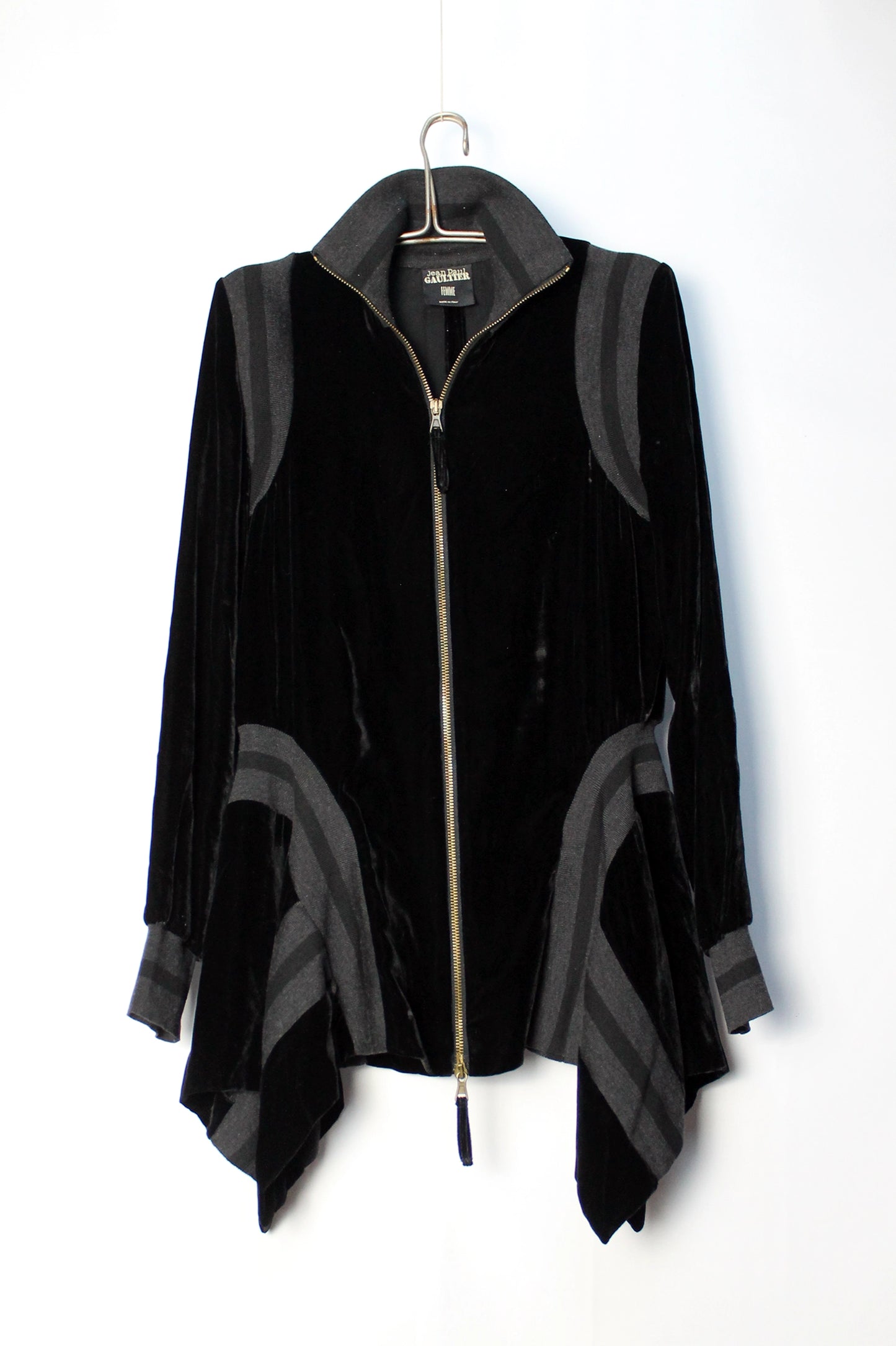 JEAN PAUL GAULTIER FELPA A PEPLO IN VELLUTO VINTAGE F/W 2003